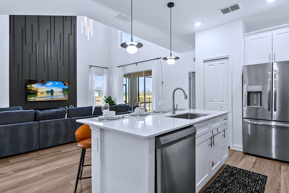 Kitchen with living area views – Stay connected while cooking