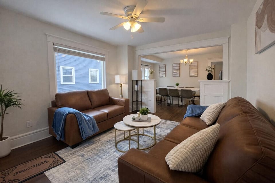 Comfortable open space combining the living room and dining area