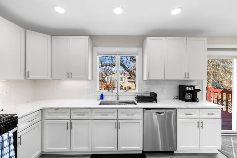 Spacious kitchen area with modern finishes
