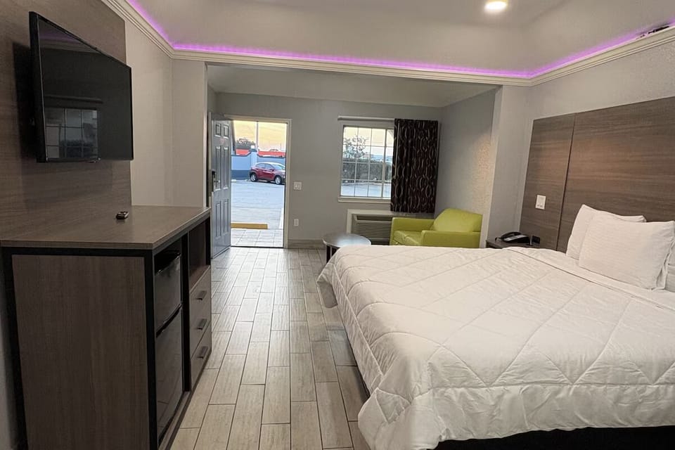 Kick back with easy TV viewing and roomy, modern comfort.