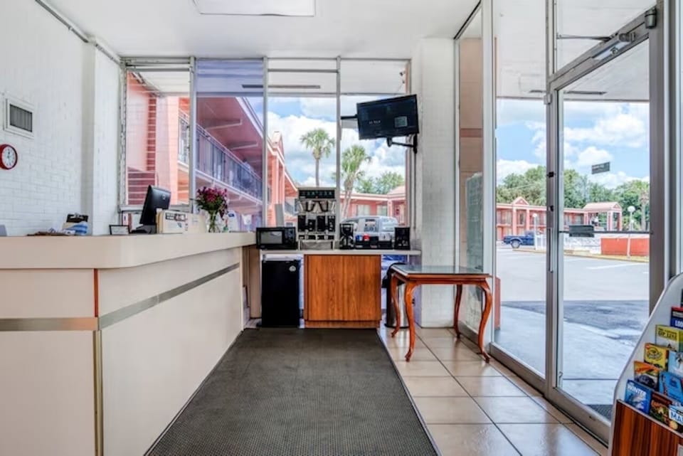 Step inside a bright lobby for quick arrivals and departures.