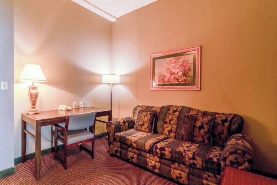 Unwind on the cozy sofa after a full day out.
