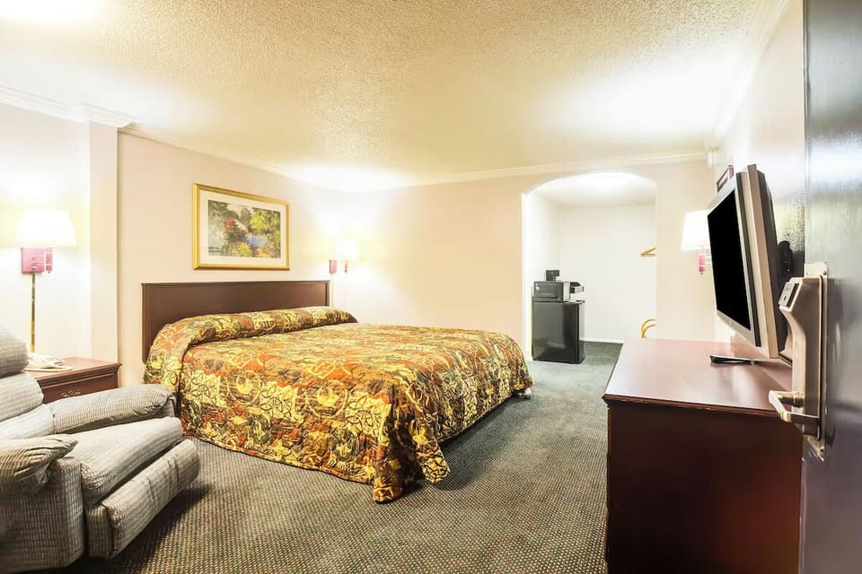 Settle in for a restful night in a bright, roomy bed.