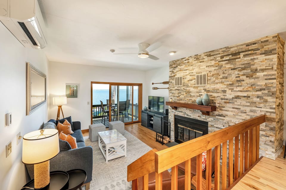 Living room with water view