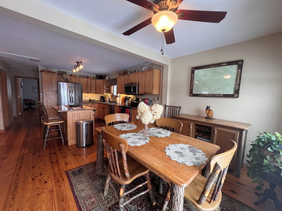 Open dining and kitchen area 