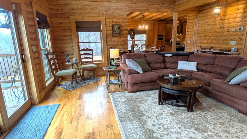 Living room with sliding door to the deck
