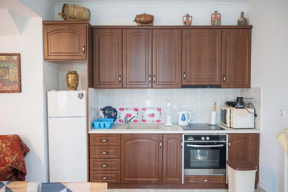 Open kitchen space blending traditional style with modern convenience.