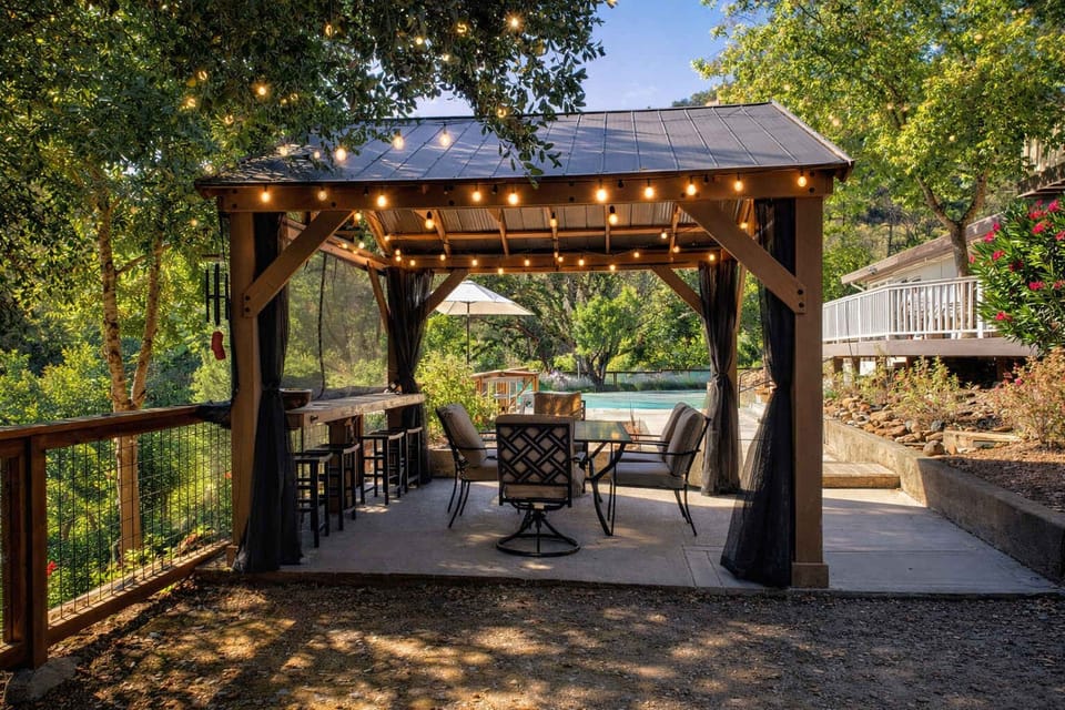 Relax and unwind in our private outdoor gazebo, complete with a TV for cozy evenings or entertaining friends.