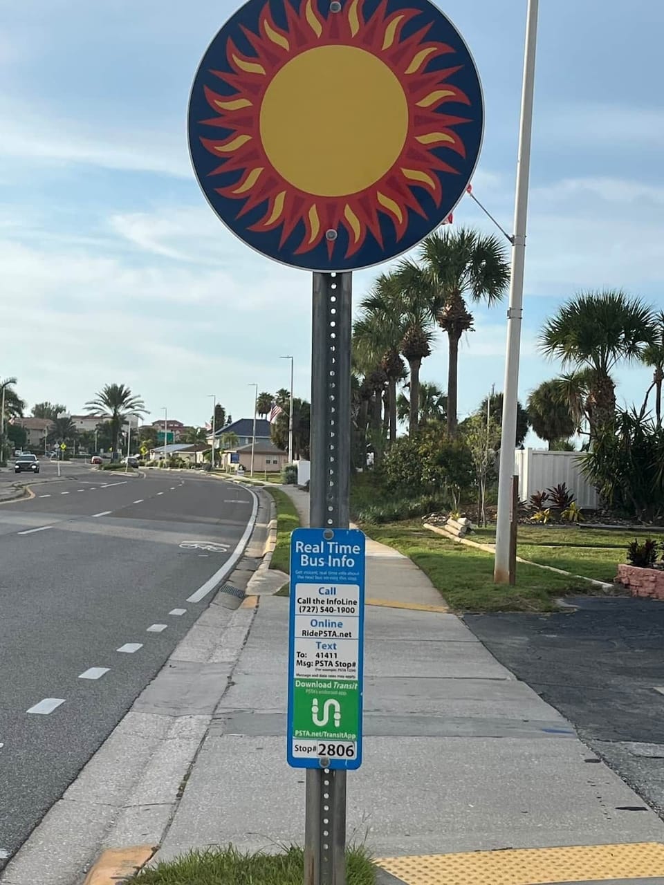 Sunshine Trolley stops in front of the building parking lot