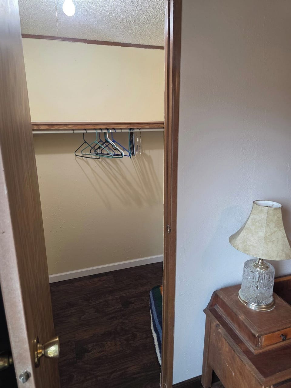 Bedroom closet with hanging space.