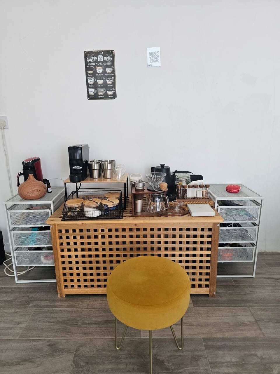 Nothing better than special coffee corner at this area, Nspresso V60 and tea