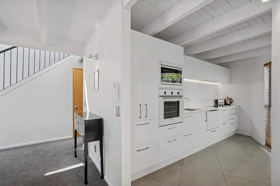 Self contained kitchen, with dishwasher, fridge / freezer, oven, cook top and microwave. 