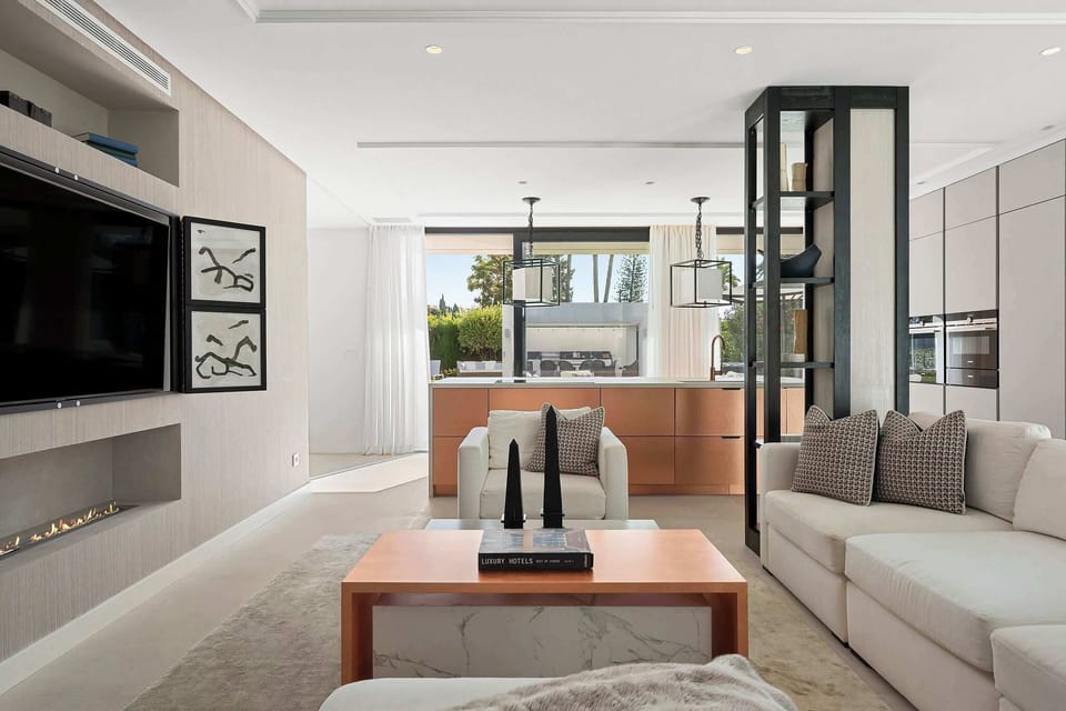 A great living room space with a big smart tv