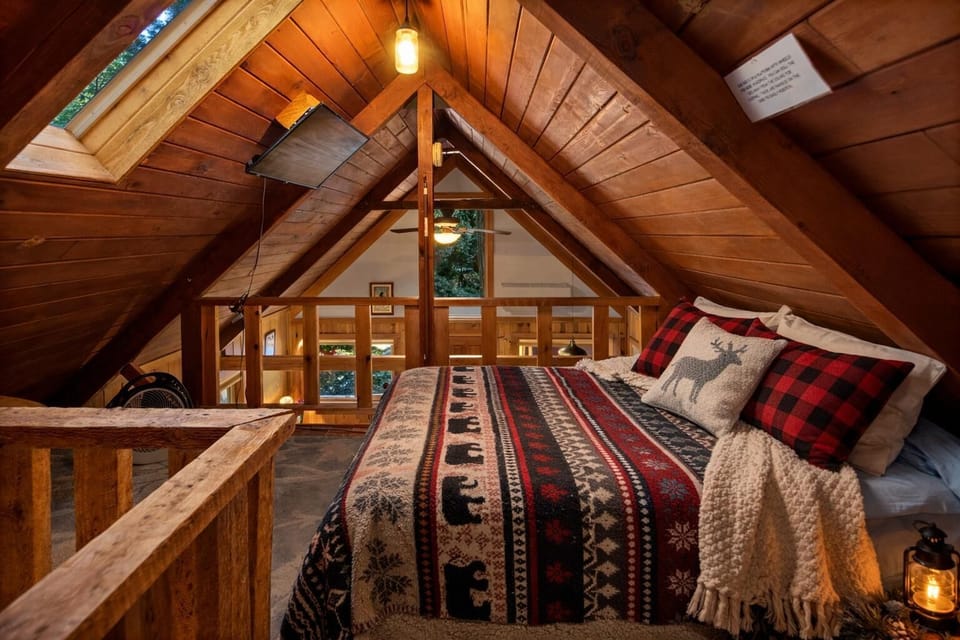 Cozy loft retreat with rustic charm and warm wood accents