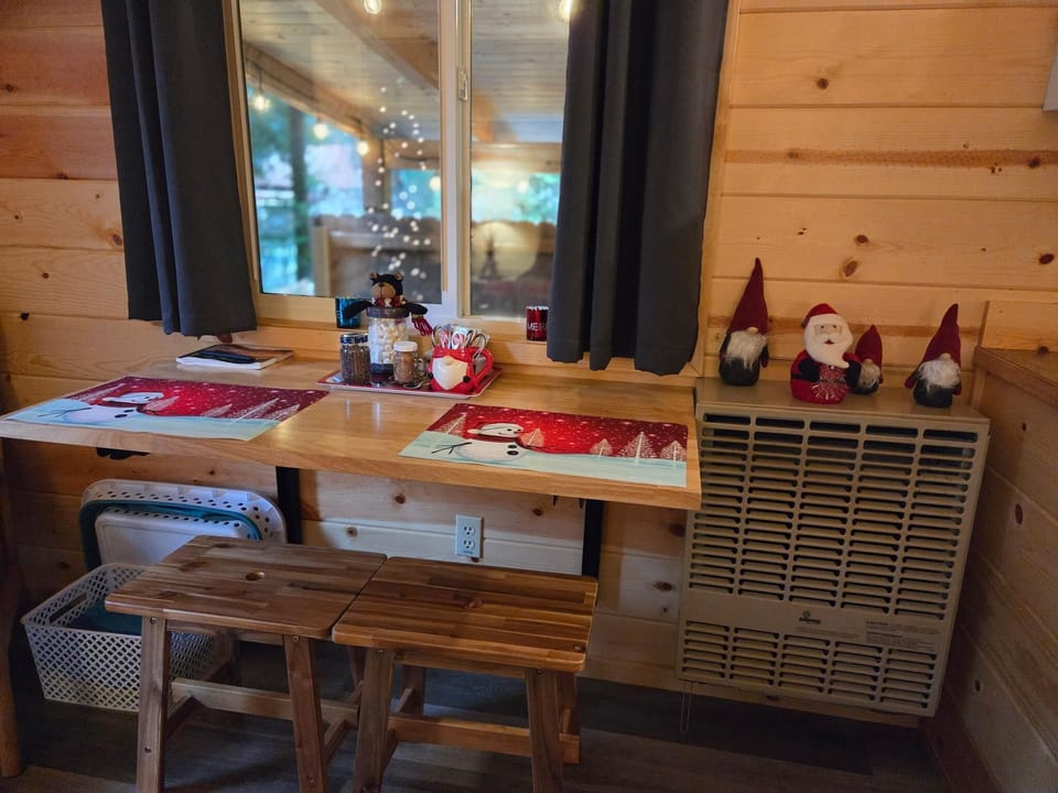 Cozy dining nook with rustic charm and warm wood tones