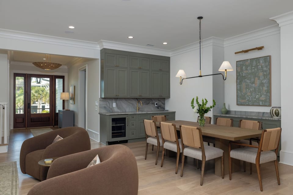 Enter through the foyer into your dining and living space