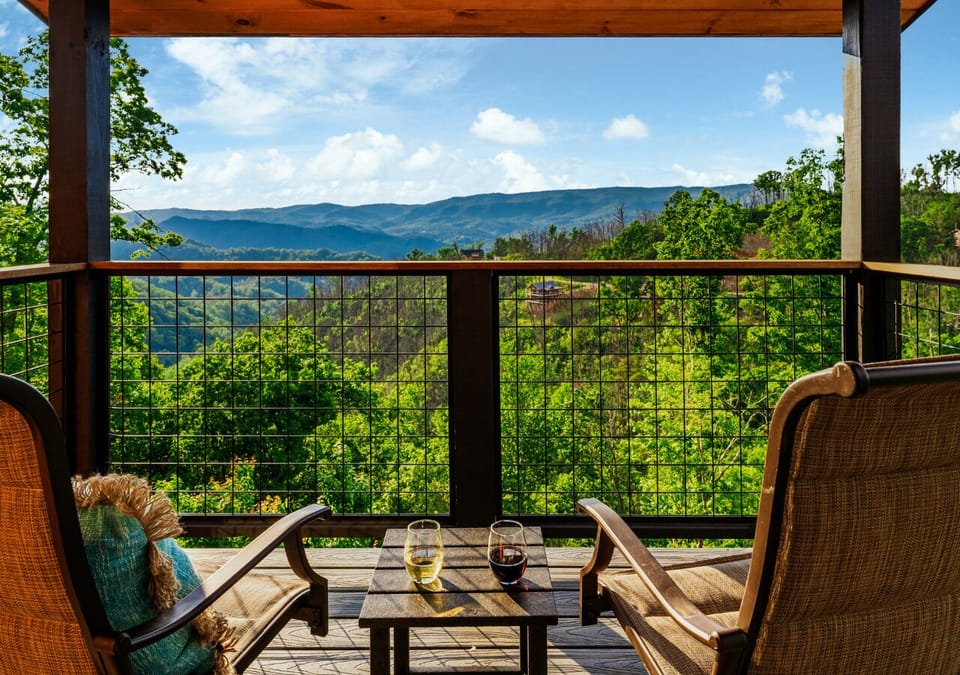 Balcony with large windows and natural light