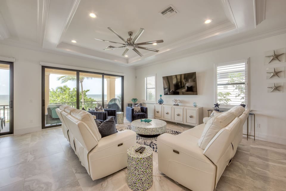 Blue Paradise Living Room with Beach Views!