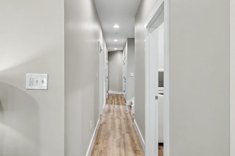 Lower level hallway and bedroom access