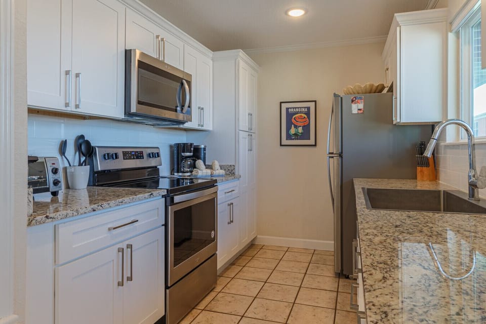 Modern kitchen with stainless appliances