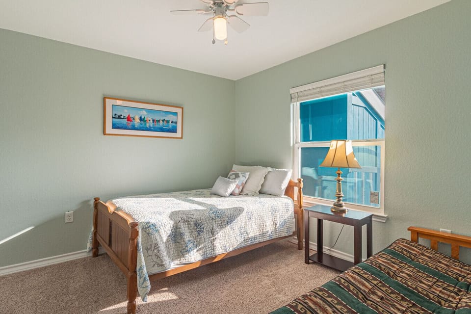 Simple guest bedroom with natural light
