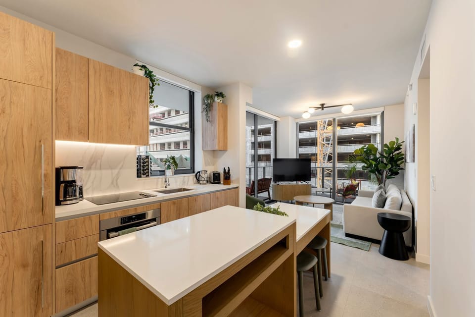 Open kitchen layout connecting seamlessly to the living space.