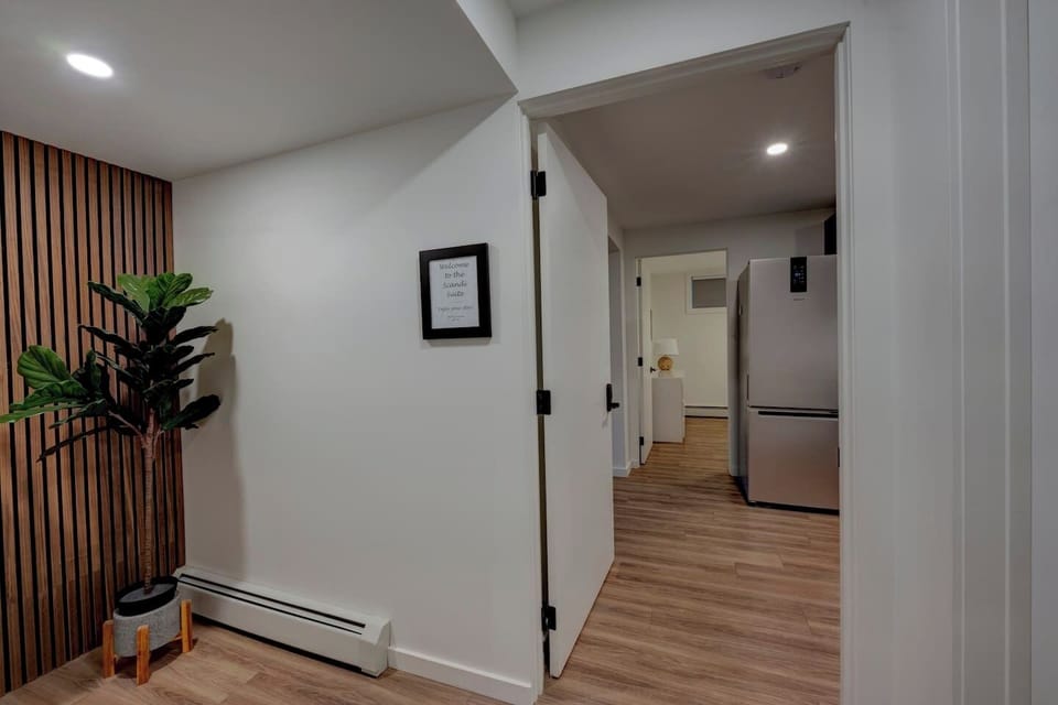 Private suite entrance with secure keyless access. 