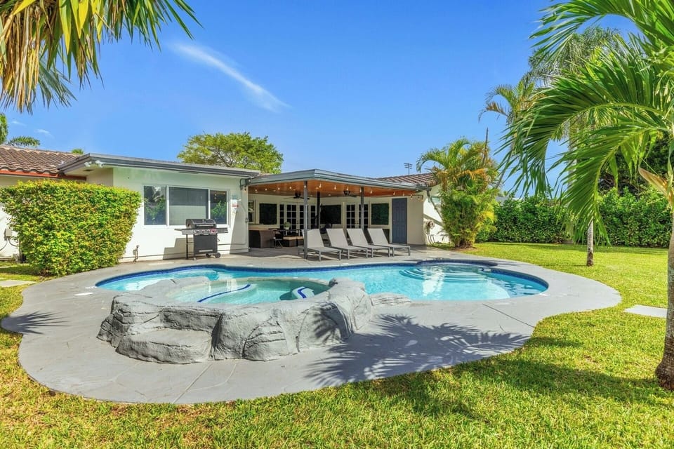 A quarter acre of secluded outdoor space to relax, cook, lounge in the pool, and create new memories with friends and family. 