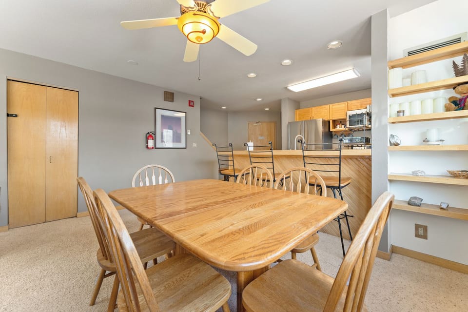 Dining table with seating for six.