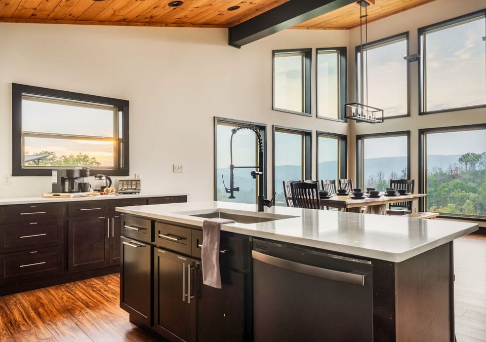 Kitchen island with ample prep space and seating
