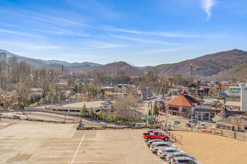 Mountain town views from the property showcase the charming downtown area and scenic valley setting.