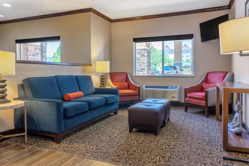 Kick back in the lounge with cozy seating and TV.
