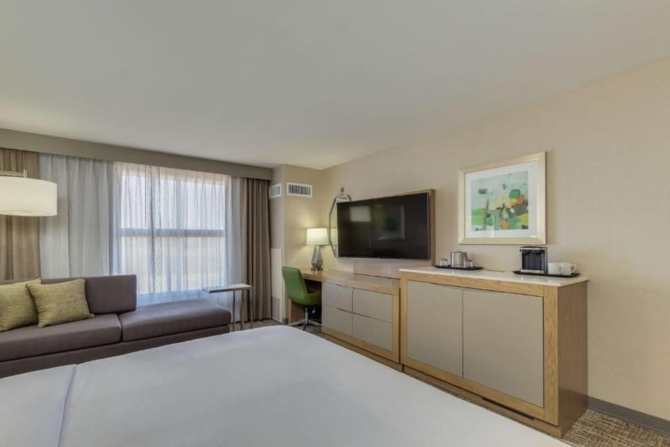 Relax with big-screen entertainment and easy in-room refreshments.