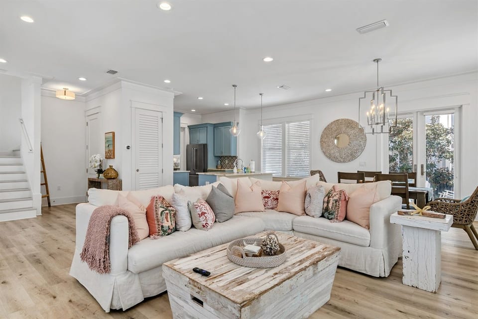 Sink into sumptuous slip-covered furniture after a fun sun day!