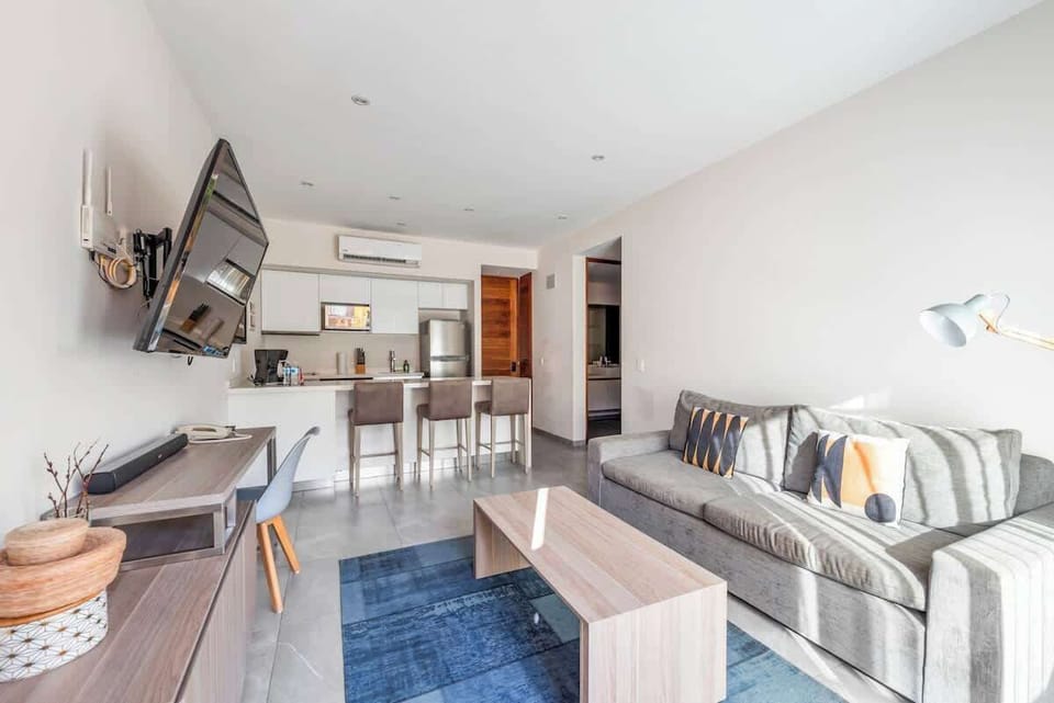 Modern living area; comfortable and spacious.
