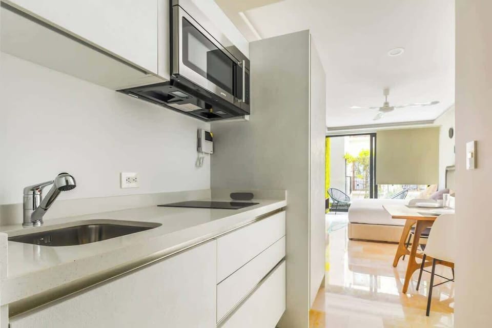 Relax in this studio with a pool, kitchen, and king bed.