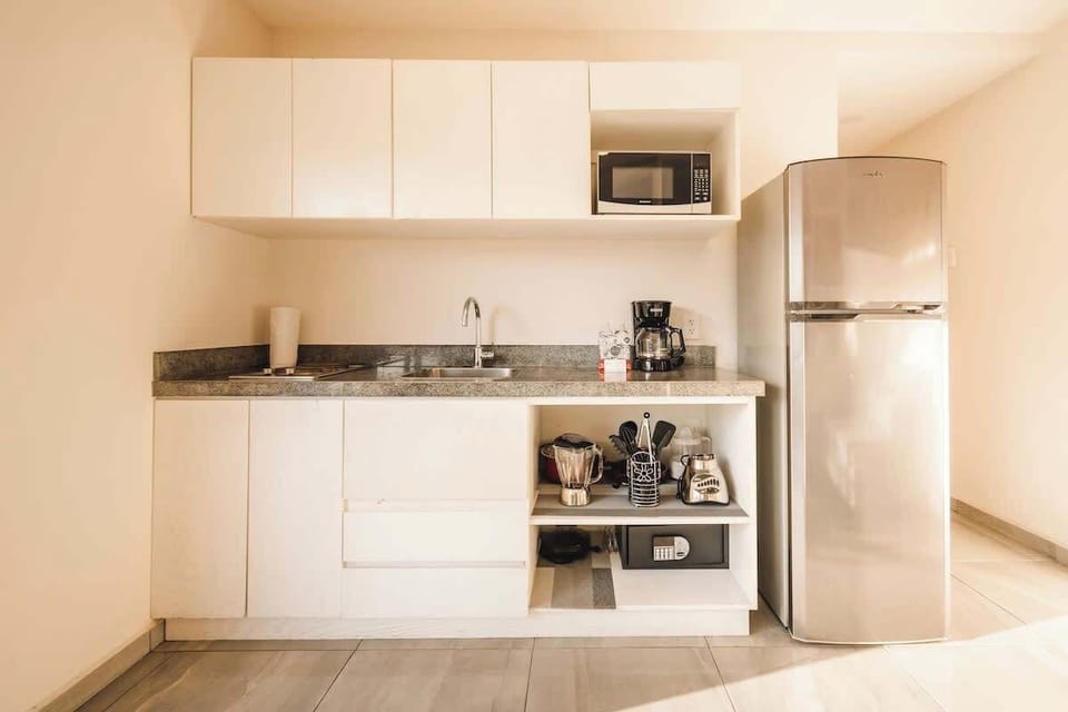 The kitchen is fully equipped so you can, if you wish, stay and cook as if you were at home
