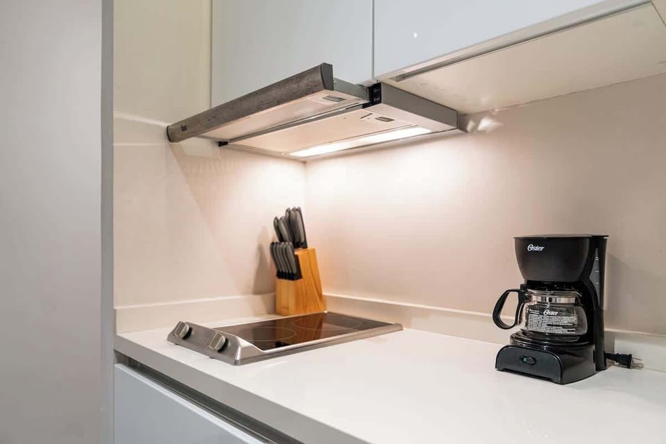 If you decide to stay and cook, you'll have everything you need to feel at home.