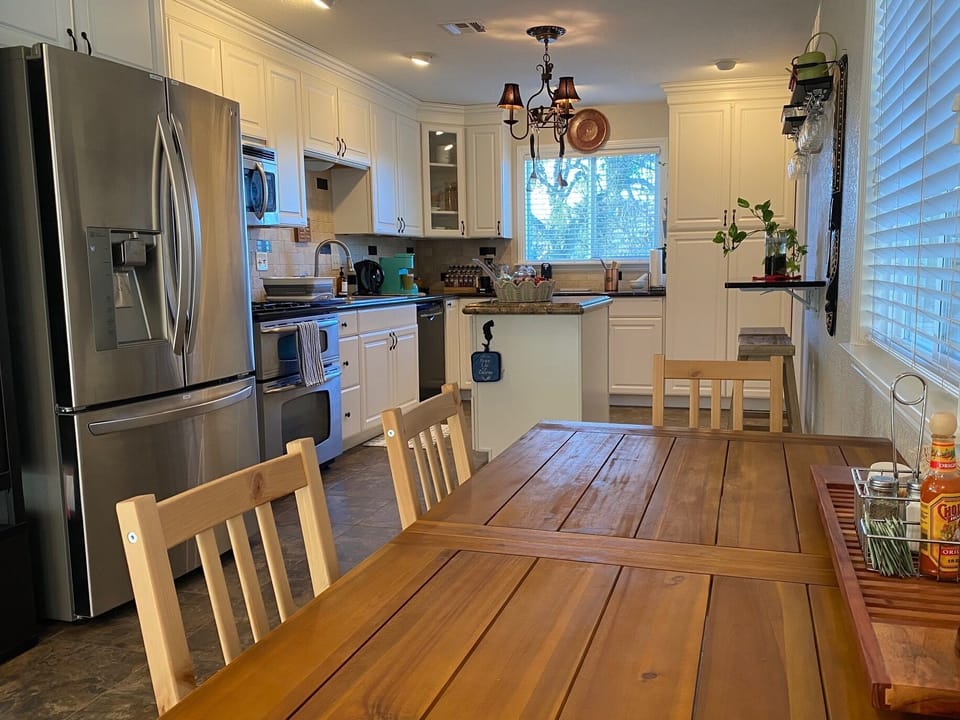 Dining area with table and chairs
