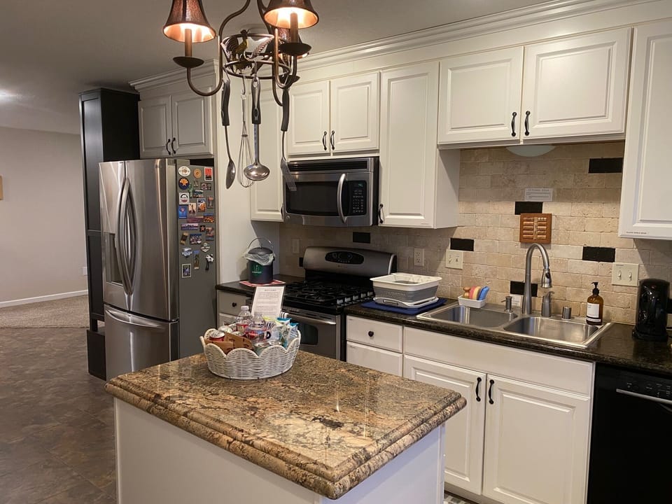 Gourmet kitchen.  Spices, teas, coffee and sugar are provided. 