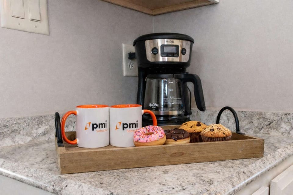 Enjoy coffee and donuts 