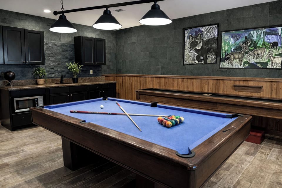 Play pool and shuffleboard in the recreation/game room