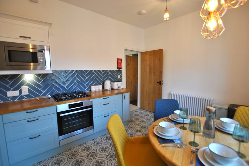 The kitchen has been designed to be a sociable space