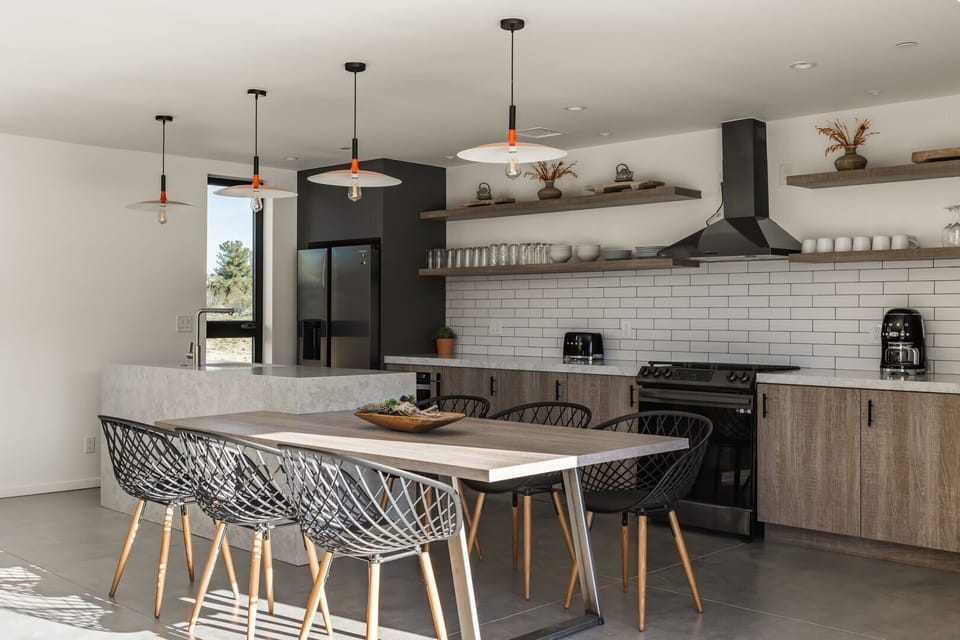 Fully stocked kitchen.