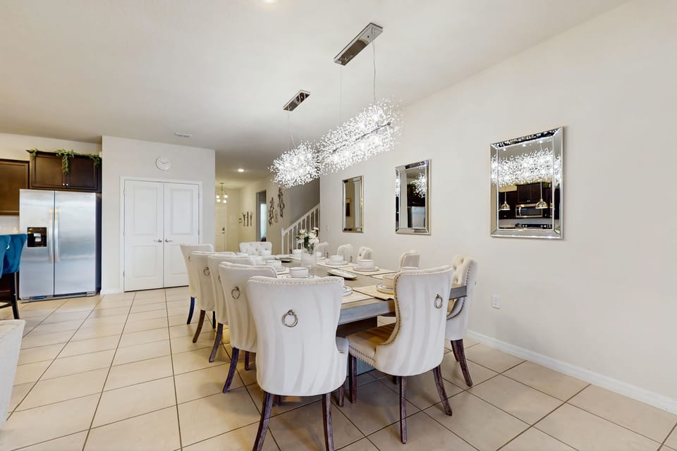 Our dining area has seating for 12 people, perfect for shared meals and special gatherings.