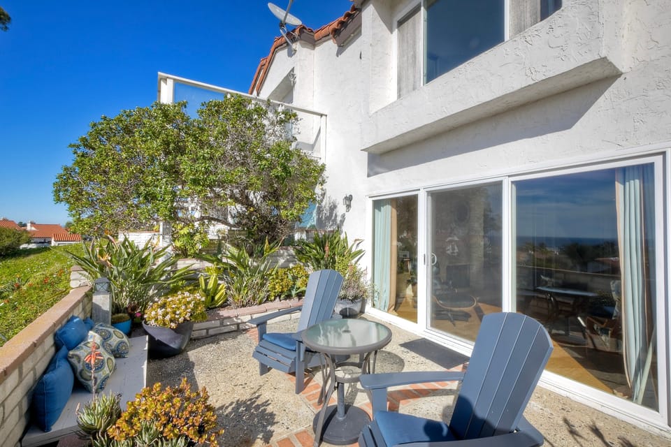 Sunny ocean-view patio for monthly outdoor living.