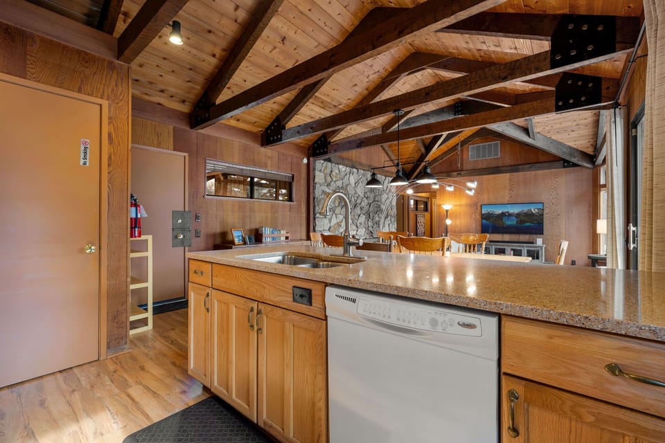 View from the kitchen out to the great room