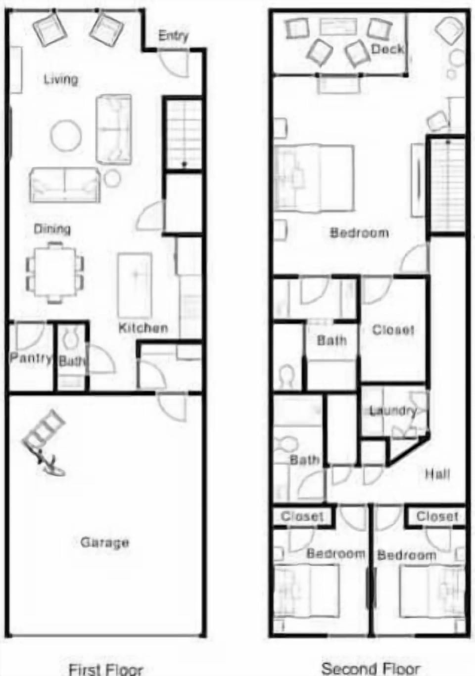 Three‑level floor plan: 3 bedrooms, 2.5 baths, open living space and garage.