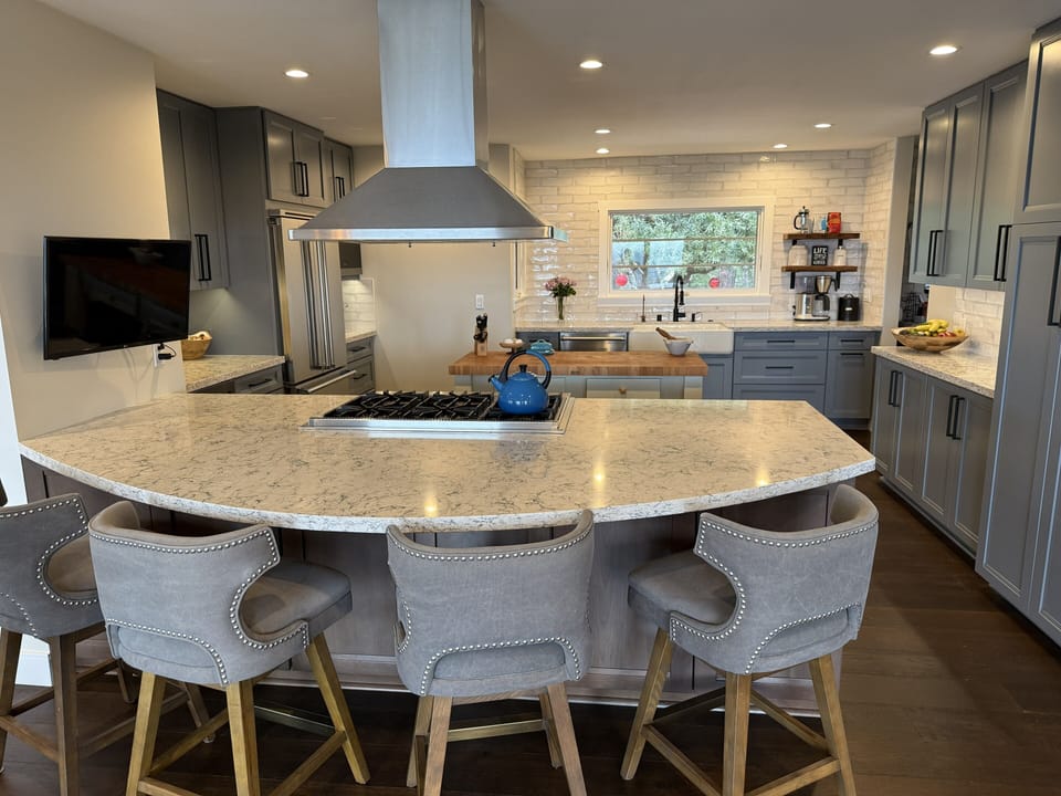 Well appointed chef's kitchen.