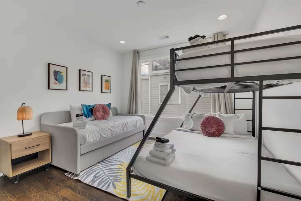 Bonus room w/ twin-over-queen bunk bed and a twin daybed w/ twin trundle | Unit A